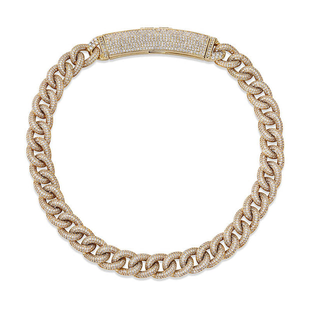 Big Box Jewelry Buckle Cuban Chain Full Zircon Hip Hop Men's Necklace