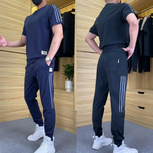 Men's Trend Loose And High-elastic Ice Silk Leisure Suit