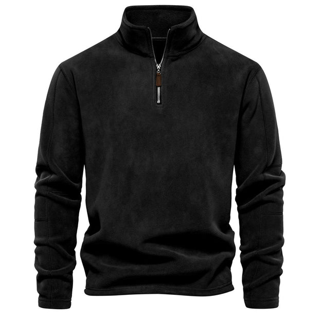 Men's Autumn And Winter New Stand Collar Half Zip Long-sleeved Sweater