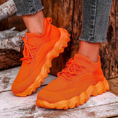Lace-up Sneakers Lightweight Breathable Mesh Shoes Slip-on Running Walking Shoes For Women Douson Odeh