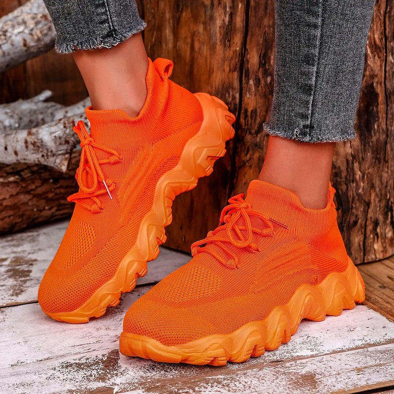 Lace-up Sneakers Lightweight Breathable Mesh Shoes Slip-on Running Walking Shoes For Women Douson Odeh