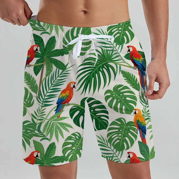 Hawaii Men's Beach Shorts Tropical Plant 3D Printing
