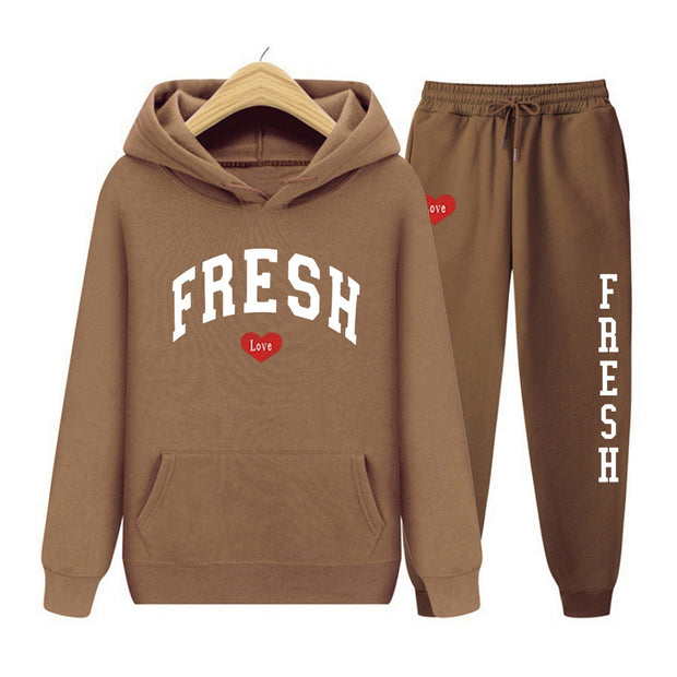 Fashion Printed Sports Sweater Warm Hoodie Casual Suit