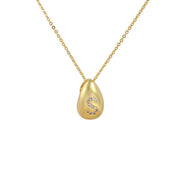 Glossy Water Drop 26 English Letter Pendant Copper-plated Gold Simple Pendant Female