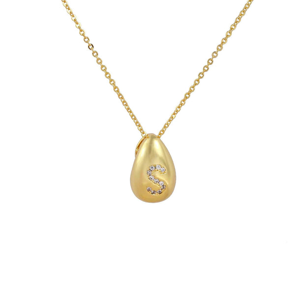 Glossy Water Drop 26 English Letter Pendant Copper-plated Gold Simple Pendant Female
