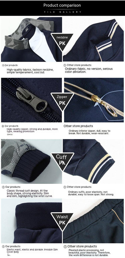 Sports Sweater Casual Stand Collar Camouflage Sleeves Men's Suit