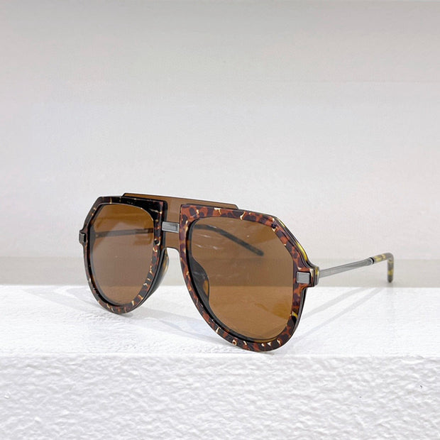 Women's Fashionable Sunshade Large Frame Black Leopard Print Glasses