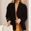 Elegance Retro Brown Loose Pockets Long Sleeve Suit Coat