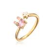 Copper Plating 18K Gold Zircon Rabbit Geometric Ring