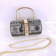 Luxury Crystal Dollar Design Evening Clutch Bags