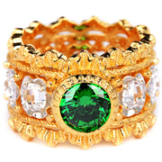 Women's Silver Gilded Lace Hollow Zircon Ring