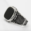 925 Silver Vintage Thai Silver Black Agate Ring