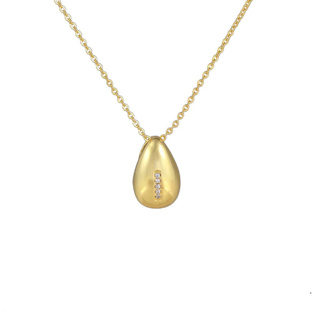 Glossy Water Drop 26 English Letter Pendant Copper-plated Gold Simple Pendant Female