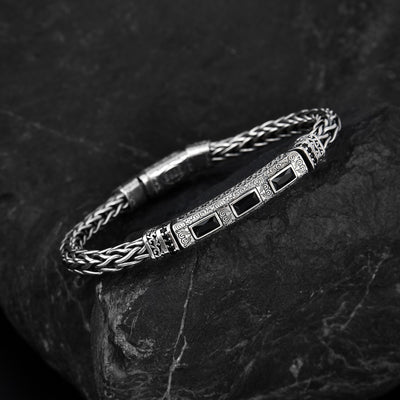 Sterling Silver Hand-woven Inlaid Zircon Hemp Rope Bracelet
