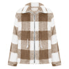 Women's Long-sleeved Plaid Lapel Zipper Plush Coat