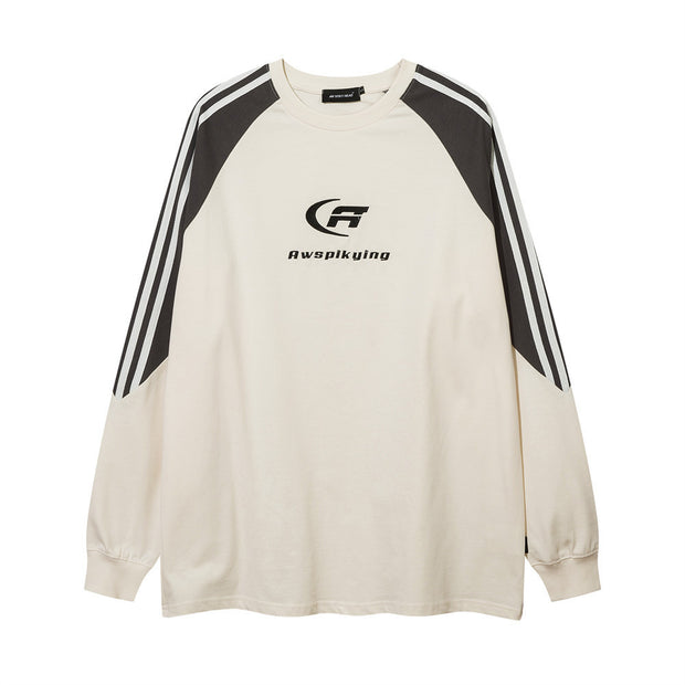 Letter Embroidered Long Sleeve T-shirt Men