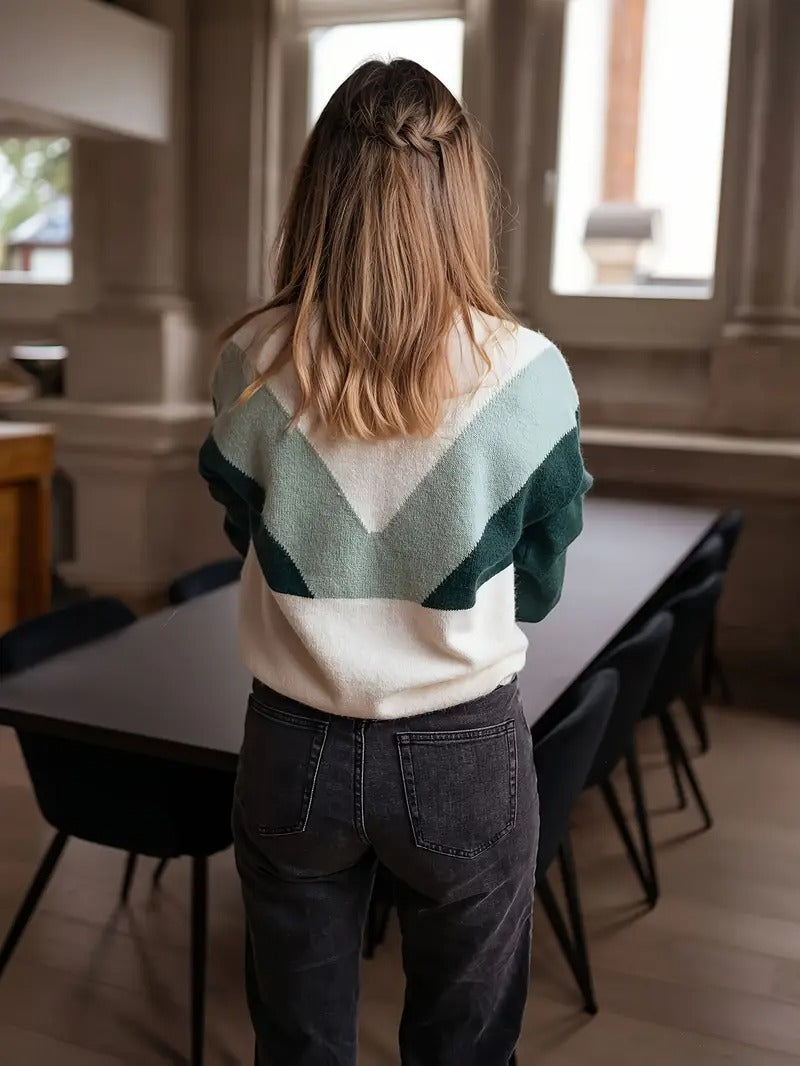 Women's Elegant Sweater Front Button Mixed Color