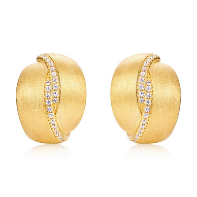 Frosted Brushed Geometric Ear Studs Women