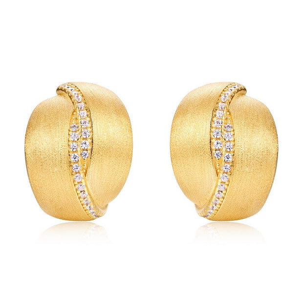 Frosted Brushed Geometric Ear Studs Women
