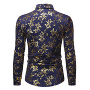 Men's Basic Style Bronzing Flower Shirt