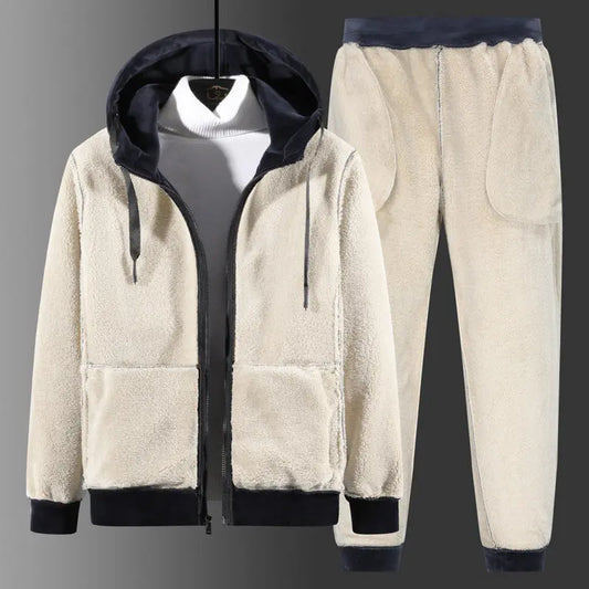 Winter Silver Fox Velvet Plus Size Sweatshirt And Sweatpants Two-piece Set Douson Odeh