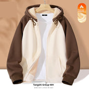 New Contrast Color Women's Clothing Winter Fleece-lined Casual Cardigan Coat Outerwear Women