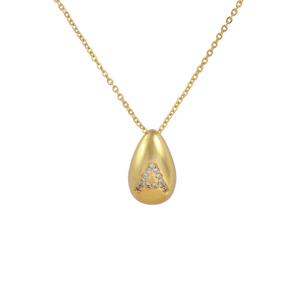 Glossy Water Drop 26 English Letter Pendant Copper-plated Gold Simple Pendant Female