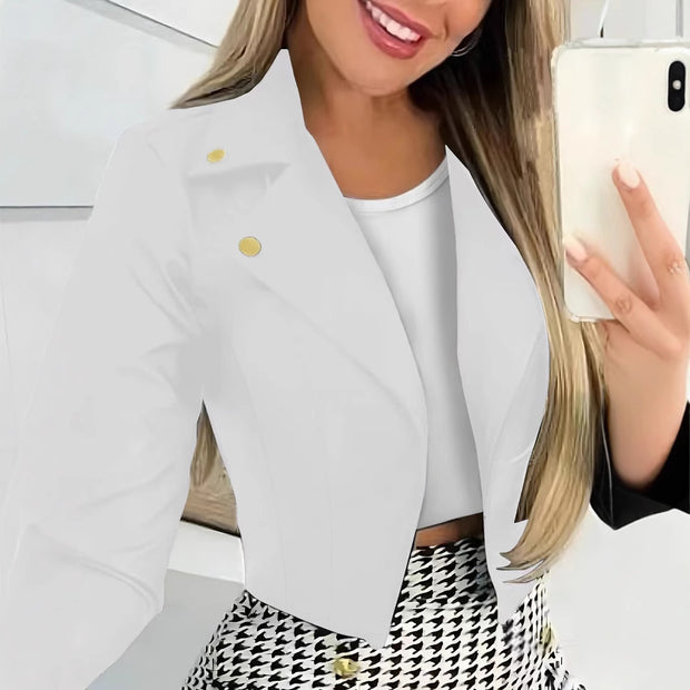 Elegant Lapel Button Suit Short Coat