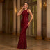 Elegant Sleeveless Round Neck Sequins Slim Sheath Banquet Fishtail Dress