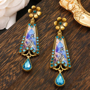 Enamel Painted Light Luxury Inlaid Zirconium Ethnic Earrings
