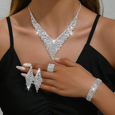 Silver Wedding Jewelry Suit Women's