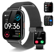 Smart Watch(Answer/Make Call) 1.85" Smart watch for Men Women IP68 Waterproof Smart Watches for Android iPhone Fitness Activity Tracker Heart Rate Sleep Monitor 100+ Sport Modes PedometerBlack.