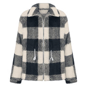 Women's Long-sleeved Plaid Lapel Zipper Plush Coat