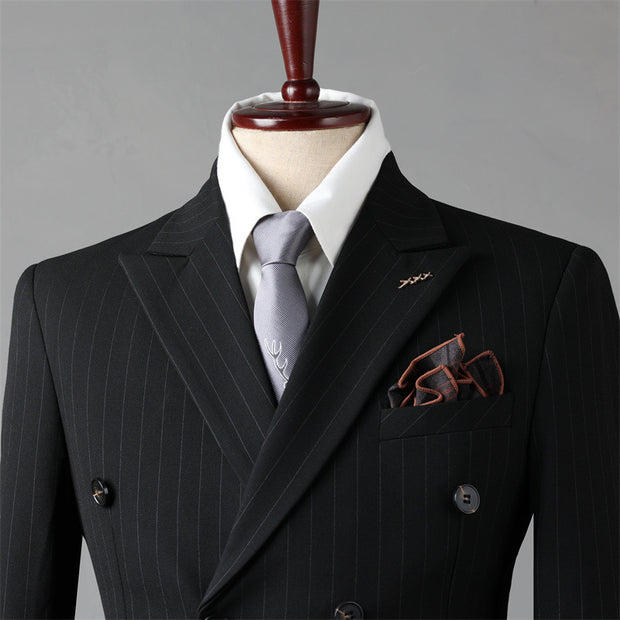 Double Breasted Stripes Suit Men's Suits