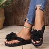 Women's Fashion All-match Flower Flat Toe Flip-flops