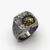 Fenrille Wolf Head Silver Inlaid Copper Ring