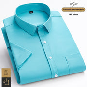 Fashion High Elastic Ice Silk Men's Short Sleeve Shirt