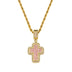 Fashion T Square Zircon Cross Necklace Light Luxury