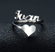 Customized Name Men Women Ring Personalized Love Heart Fashion Stainless Steel Rings Jewelry Valentine's Day Gifts