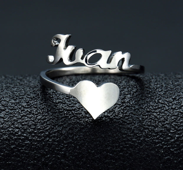 Customized Name Men Women Ring Personalized Love Heart Fashion Stainless Steel Rings Jewelry Valentine's Day Gifts