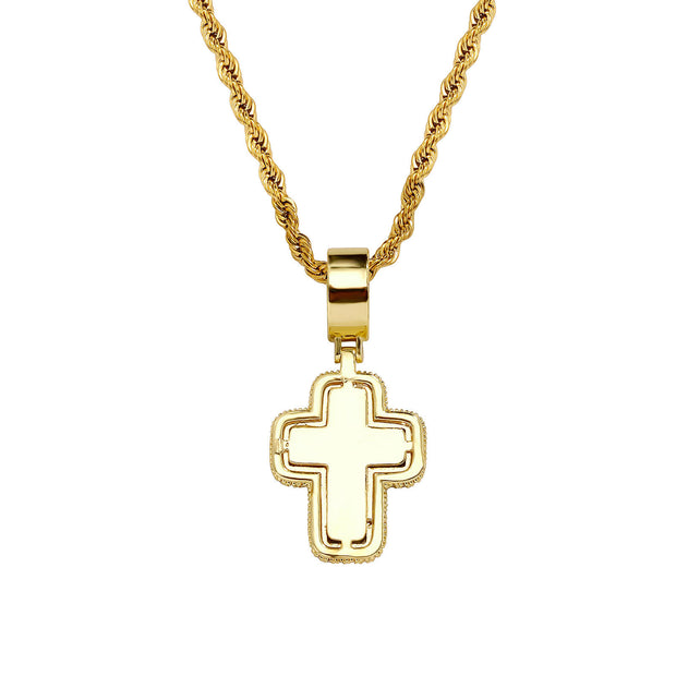 Fashion T Square Zircon Cross Necklace Light Luxury