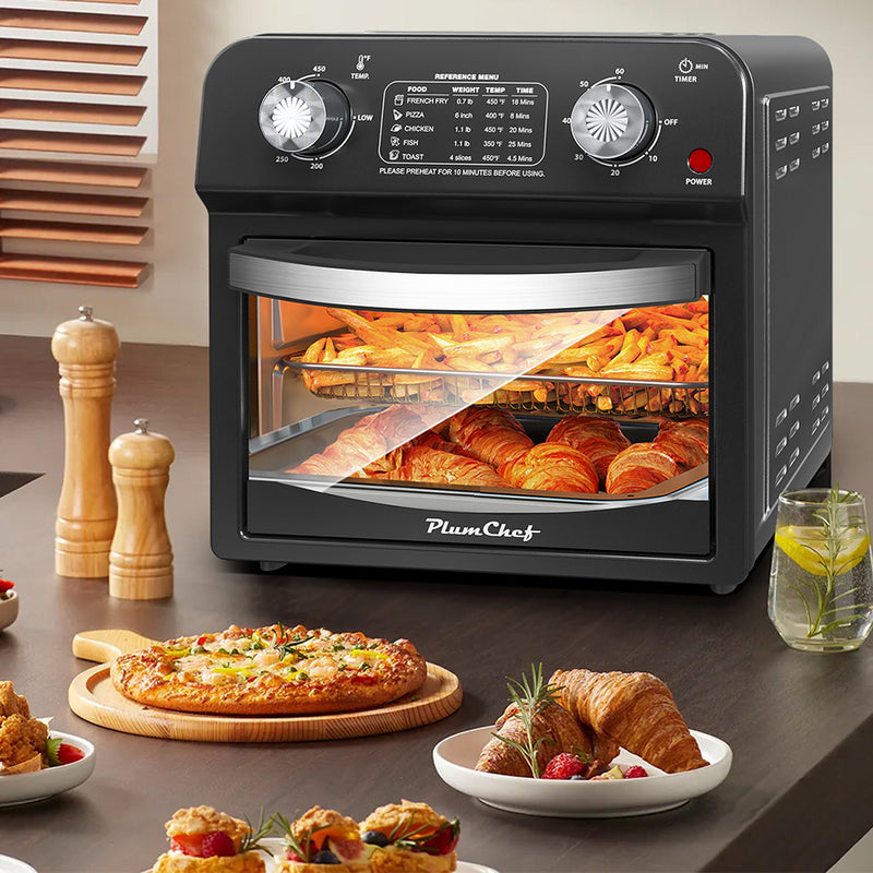 12.5 Qt Air Fryer With Dual Knob Control, Temperature Range, 60-Min Timer, Presets For French Fries, Pizza, Chicken, Fish, And Toast Healthy Oil-Free Cooking Oven