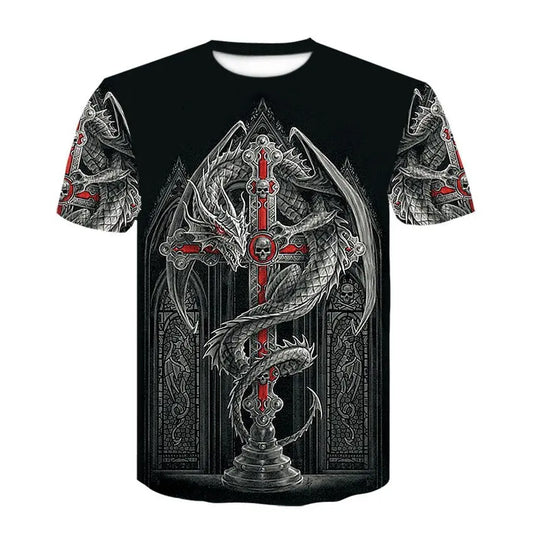 Men Casual Harajuku Short Sleeve Print Vintage Mens Clothes Douson Odeh