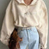 Women's Plush Hooded Zipper Sweatshirt Loose