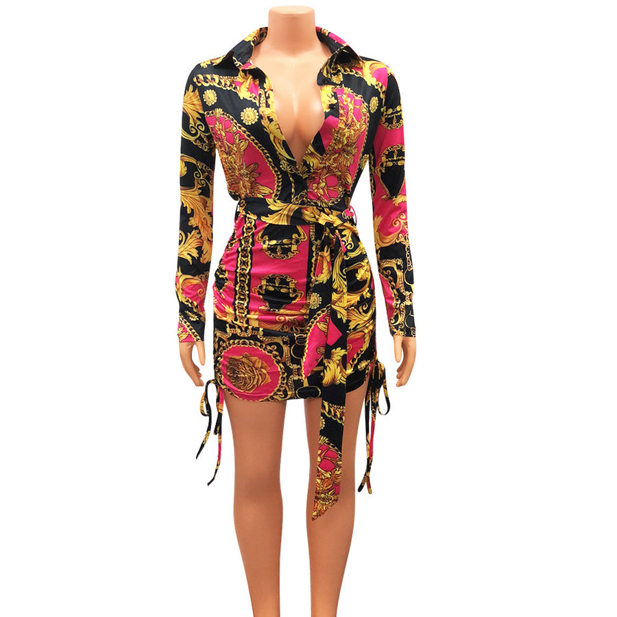 Fashion Women's Printed Pleated Dress