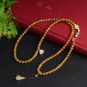 Women's Round Beads With Beeswax Clear Water Green Pine Bracelet