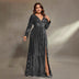 Long Striped V-neck Evening Gown New Design