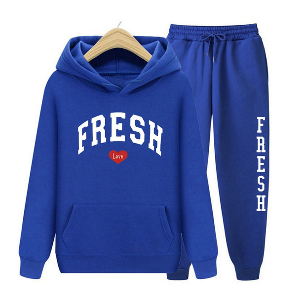 Fashion Printed Sports Sweater Warm Hoodie Casual Suit