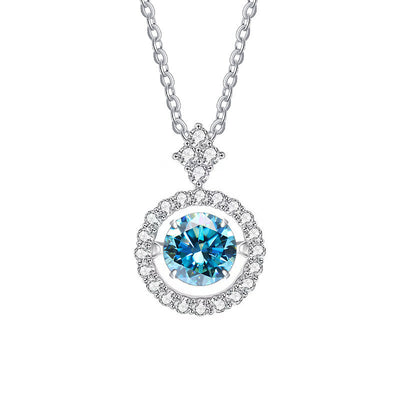 Live Hot S925 Sterling Silver Pulsatile Heart Moissanite Pendant Female Light-chasing Smart Clavicle Chain Moissanite Necklace