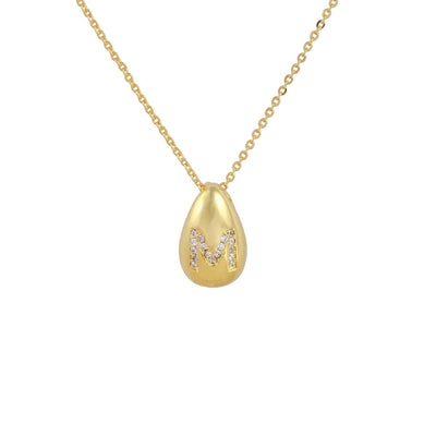 Glossy Water Drop 26 English Letter Pendant Copper-plated Gold Simple Pendant Female